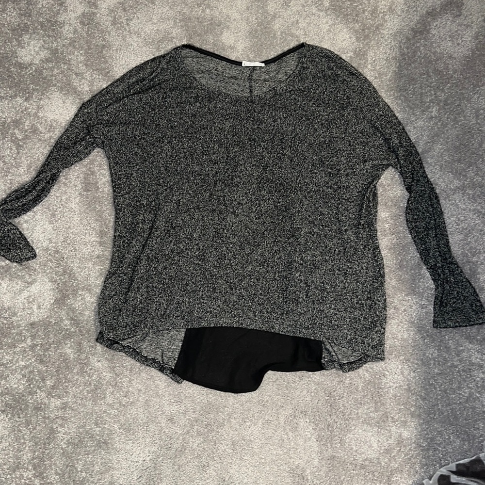 Lush stretchy light weight sweater grey and black large
